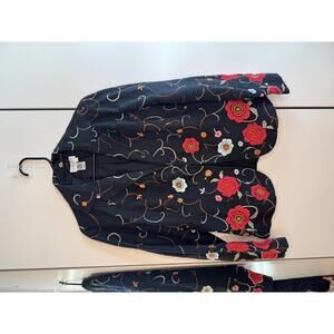 Embroidered Floral Black Blazer